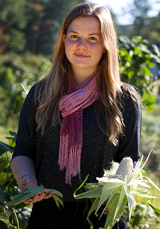 Hannah Ferus poses during her farming internship
