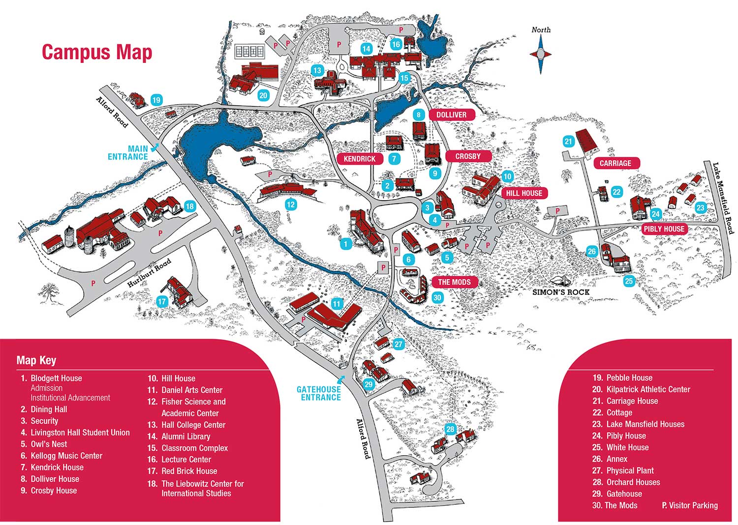 campus map with residence halls highlighted
