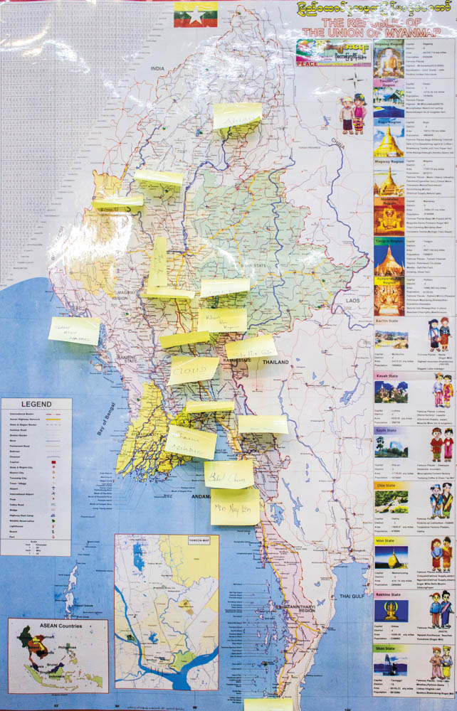 Post it notes on map
